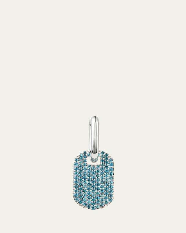 Pavé London Blue Topaz Medium ID Hoop Earring, Single